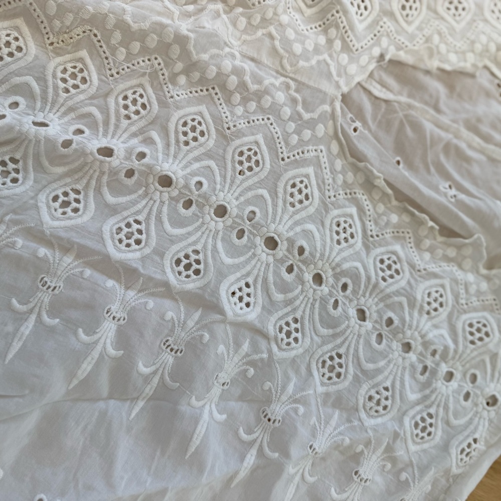Elegant White Eyelet Lace Blouse